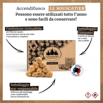 160 à 170 allume-feu en laine de bois et cire végétale 100% naturel pour cheminée poêle four à pizza cuisinière Barbecue brasero.