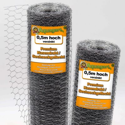 160 m grillage à maille hexagonale, grillage de poulailler, 50 cm 25mm x 25mm Aquagart