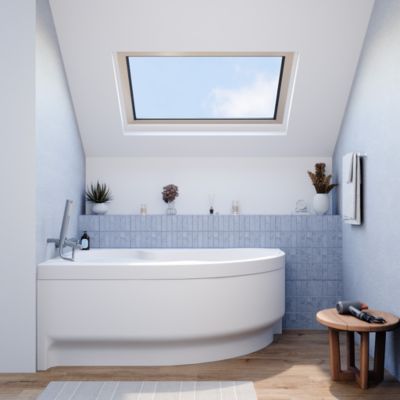 160x100 cm Laguna Fortuna Plus baignoire d'angle en acrylique, gauche + tablier 160 cm + pieds, blanc (FO1600LPLUS-SET1)