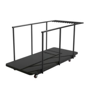 18 tables pliantes noires 180 cm et chariot de transport  Oviala