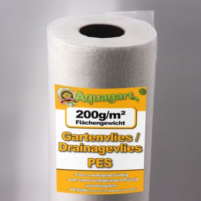 190 m² feutre géotextile, film de paillage, voile de drainage 200 g, 1,9 m Aquagart