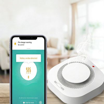 1pcs Détecteur de Fumée Intelligent ZigbeeAlarme Incendie Sans Fil  avec Détection Intelligente, Pile non incluse