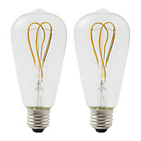 2 ampoules à filament LED Diall E27 4W blanc chaud