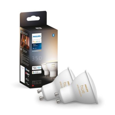 2 ampoules connecté Philips Hue variable E27 GU10 350lm IP20 blanc chaud ou froid