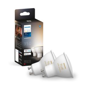 2 ampoules connecté Philips Hue variable E27 GU10 350lm IP20 blanc chaud ou froid