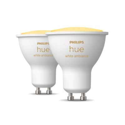2 ampoules connecté Philips Hue variable E27 GU10 350lm IP20 blanc chaud ou froid
