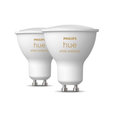 2 ampoules connecté Philips Hue variable E27 GU10 350lm IP20 blanc chaud ou froid