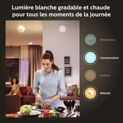 2 ampoules connecté Philips Hue variable E27 GU10 350lm IP20 blanc chaud ou froid