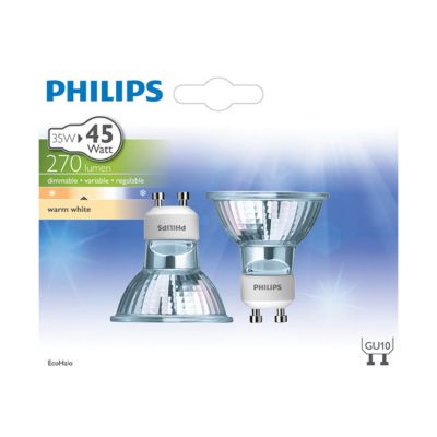 2 Ampoules halogène GU10 Spot 50W Blanc chaud Castorama