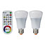 2 ampoules IDUAL LED E27 11W=60W RVB +télécommande