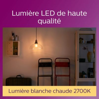 2 ampoules LED à filament A60 standard B22 806lm = 60W Ø6cm blanc chaud Philips