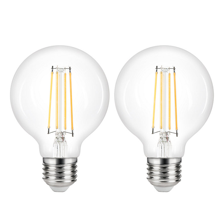 2 ampoules LED à filament G80 E27 470lm 2,5W=40W blanc chaud Diall