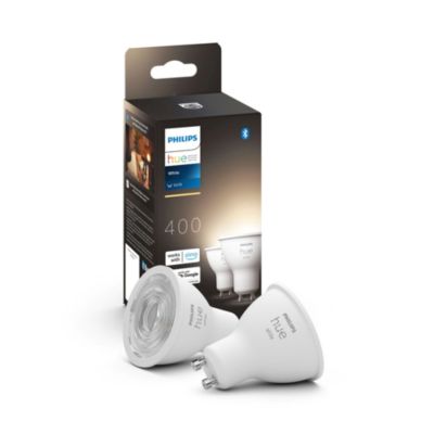 2 ampoules LED connecté Philips Hue GU10 400lm 5,2W 57W Bluetooth et Zigbee