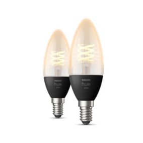 2 ampoules LED connectée Philips Hue flamme IP20 E14 300lm 4.5W blanc chaud