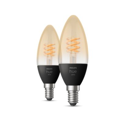 2 ampoules LED connectée Philips Hue flamme IP20 E14 300lm 4.5W blanc chaud