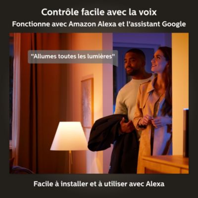2 ampoules LED connectée Philips Hue flamme IP20 E14 300lm 4.5W blanc chaud