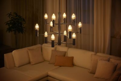 2 ampoules LED connectée Philips Hue flamme IP20 E14 300lm 4.5W blanc chaud