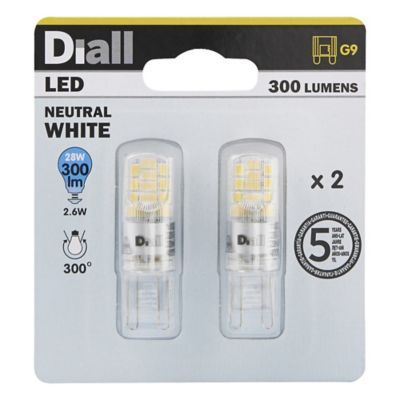 2 ampoules LED Diall capsule G9 2,6W=28W blanc neutre