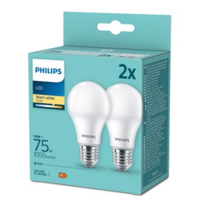2 ampoules LED E27 1055lm blanc chaud 75W Philips Lighting