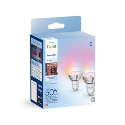 2 ampoules LED GU10 spot connectées RVB 345 lm dimmable 4,7W Philips Hue