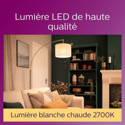 2 ampoules LED sphériques E27 470lm = 40W Ø4,5cm blanc chaud Philips