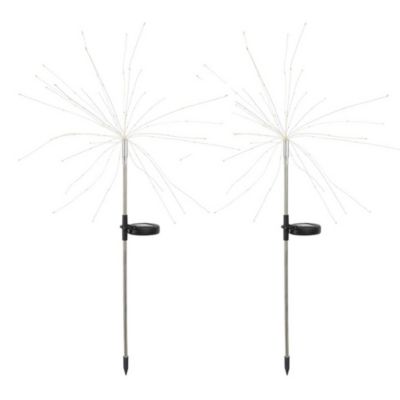 2 balises solaires à planter FIREWORKS SPIKE Argent Acier H97cm