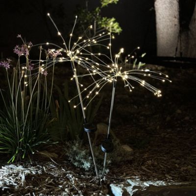 2 balises solaires à planter FIREWORKS SPIKE Argent Acier H97cm