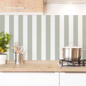 2 bandeaux de crédence adhésifs en aluminium pour cuisine - Rayures Vertes - 99deco - L120xH50cm Ep.3 mm