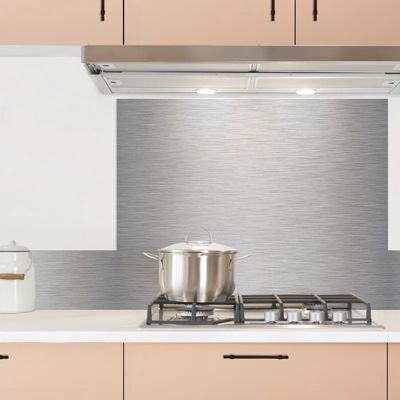 2 bandeaux de crédence pour cuisine - Alu Brossé Gris - aluminium - 2x(100x20 cm)
