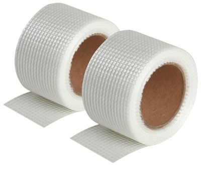 2 Bandes Grillagées Semin - Auto-adhésive - Pour Joints de Plaques de Plâtre - Fibre de Verre - 20 m x 50 mm
