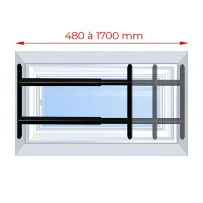 2 barreaux télescopiques de fenêtre, acier noir, Afbat, L.48 à 90 cm