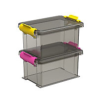 2 boîtes de rangement avec couvercle en plastique Funcenter 0,35L coloris fumé