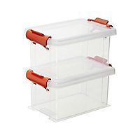 2 boîtes de rangement avec couvercle en plastique Funcenter 0,35L transparentes