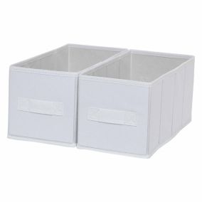 2 boîtes de rangement rectangulaires en textile Mixxit coloris blanc