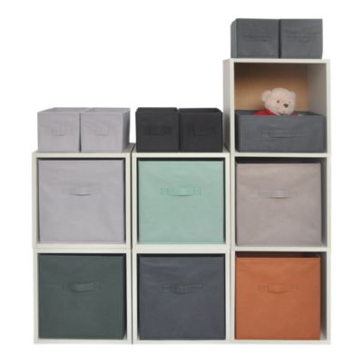 2 boîtes de rangement rectangulaires en textile Mixxit coloris gris clair