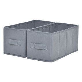 2 boîtes de rangement rectangulaires en textile Mixxit coloris gris