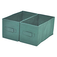 2 boîtes de rangement rectangulaires en textile Mixxit coloris vert