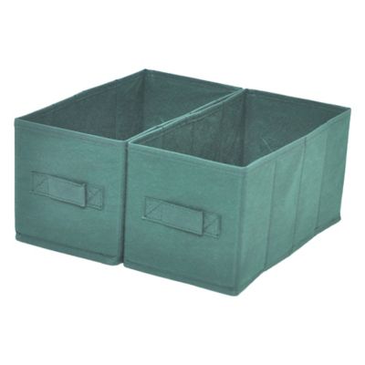 2 boîtes de rangement rectangulaires en textile Mixxit coloris vert