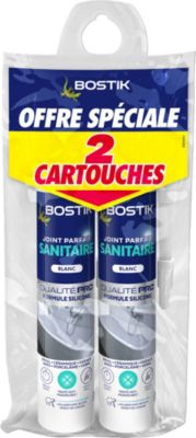 2 cartouches de Joint Parfait sanitaire blanc 280 ml Bostik