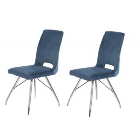 2 chaises velours bleu marine - BELLA