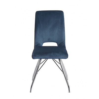 2 chaises velours bleu marine - BELLA