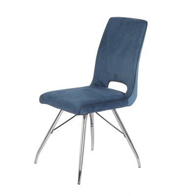 2 chaises velours bleu marine - BELLA