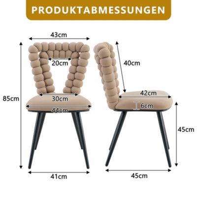 2 Chaises Velours Camel - Dossier Triangulaire, Pieds Noirs