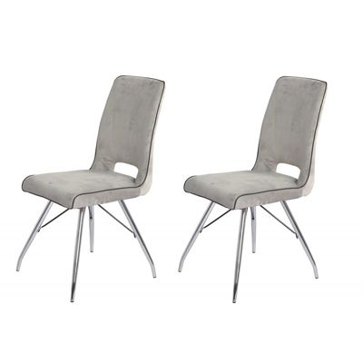 2 chaises velours gris - BELLA