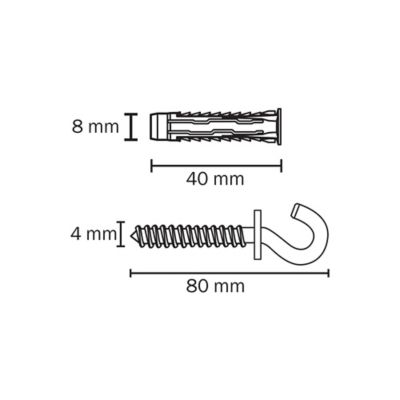 2 chevilles universelles Diall nylon CL HS Ø8x40mm