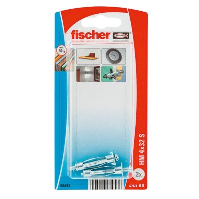 2 chevilles vis matériaux creux charges moyennes Fischer M4x32mm