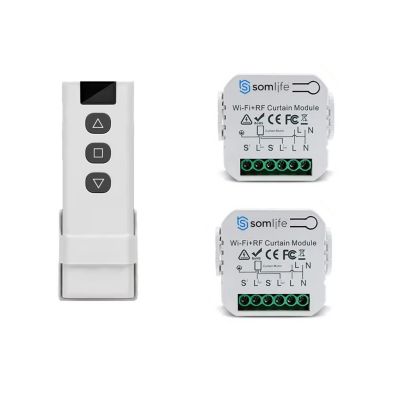 2 Commutateurs SomLife de volet et rideau  Wifi Rf Tuya Smart Life Module pour volet roulant 433 mhz et Télécommande