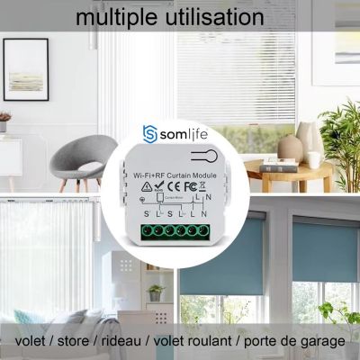 2 Commutateurs SomLife de volet et rideau Wifi Rf Tuya Smart Life ...