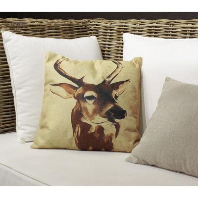 2 coussins 40 cm en tissu beige - Cerf