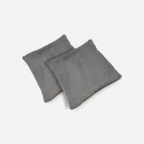 2 Coussins gris foncé garnis fausse fourrure poils longs 40x40cm - LAPONIE